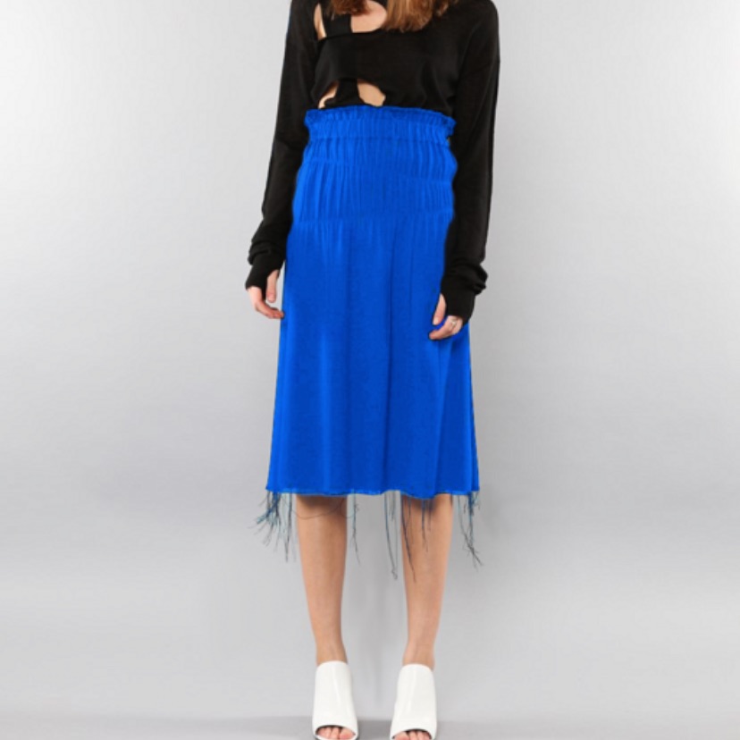 Helmut Lang Nubby Viscose Ruched Skirt